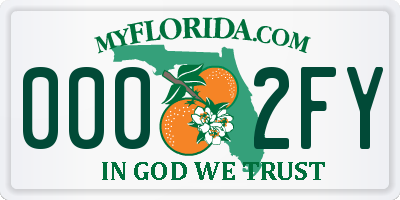 FL license plate 0002FY