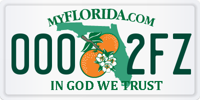 FL license plate 0002FZ