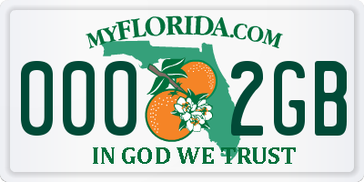 FL license plate 0002GB