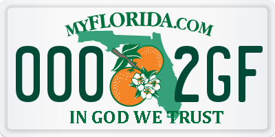 FL license plate 0002GF