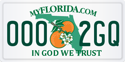 FL license plate 0002GQ