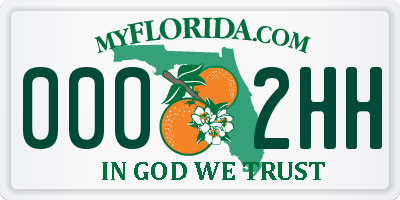 FL license plate 0002HH