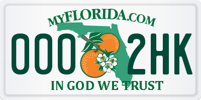 FL license plate 0002HK