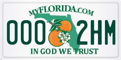 FL license plate 0002HM
