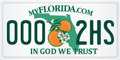 FL license plate 0002HS