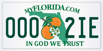 FL license plate 0002IE