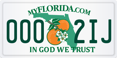 FL license plate 0002IJ