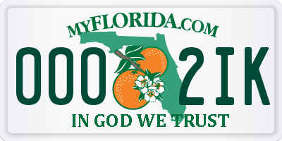 FL license plate 0002IK