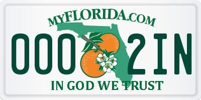 FL license plate 0002IN