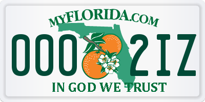 FL license plate 0002IZ