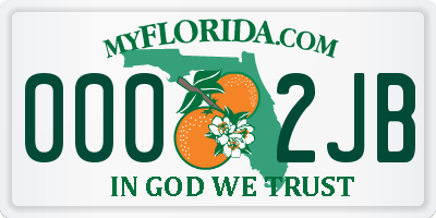 FL license plate 0002JB