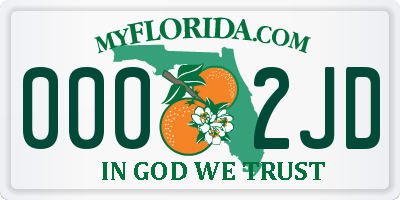 FL license plate 0002JD