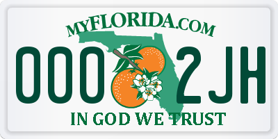 FL license plate 0002JH