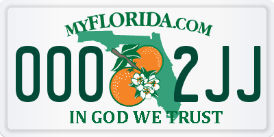 FL license plate 0002JJ