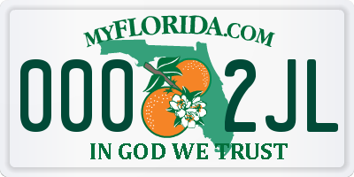 FL license plate 0002JL