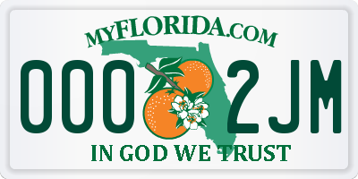 FL license plate 0002JM