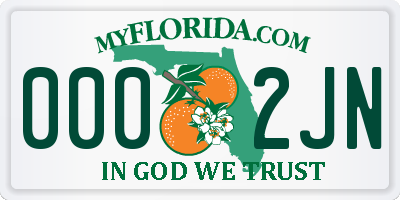 FL license plate 0002JN