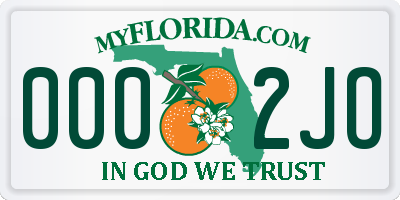 FL license plate 0002JO