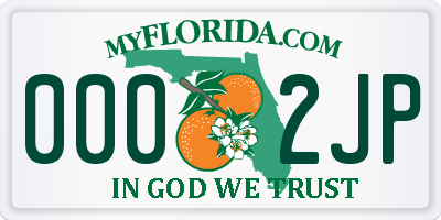 FL license plate 0002JP