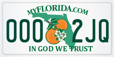 FL license plate 0002JQ