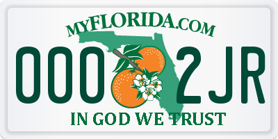 FL license plate 0002JR