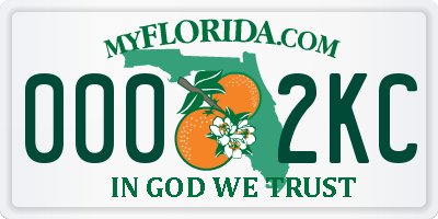 FL license plate 0002KC