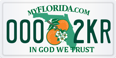 FL license plate 0002KR