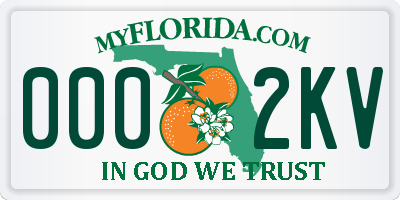 FL license plate 0002KV
