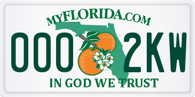 FL license plate 0002KW