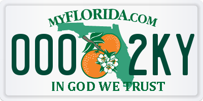 FL license plate 0002KY