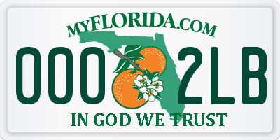 FL license plate 0002LB