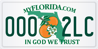 FL license plate 0002LC