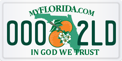 FL license plate 0002LD