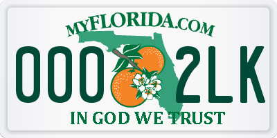 FL license plate 0002LK