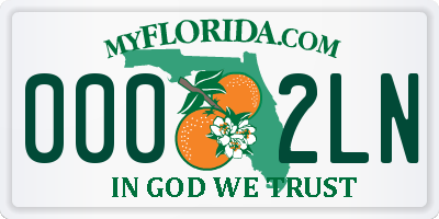 FL license plate 0002LN