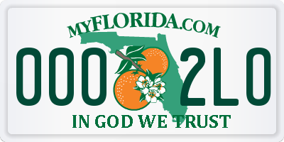 FL license plate 0002LO