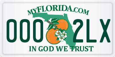 FL license plate 0002LX