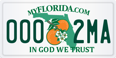 FL license plate 0002MA