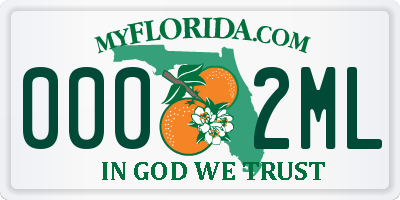 FL license plate 0002ML