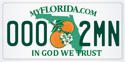 FL license plate 0002MN