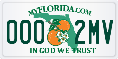 FL license plate 0002MV