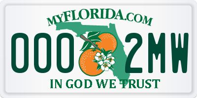FL license plate 0002MW