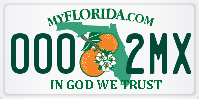 FL license plate 0002MX