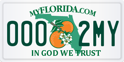 FL license plate 0002MY