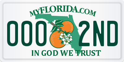 FL license plate 0002ND