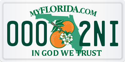 FL license plate 0002NI