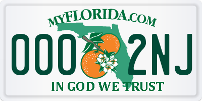 FL license plate 0002NJ