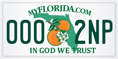 FL license plate 0002NP