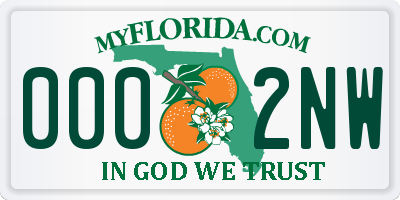 FL license plate 0002NW