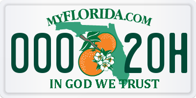 FL license plate 0002OH